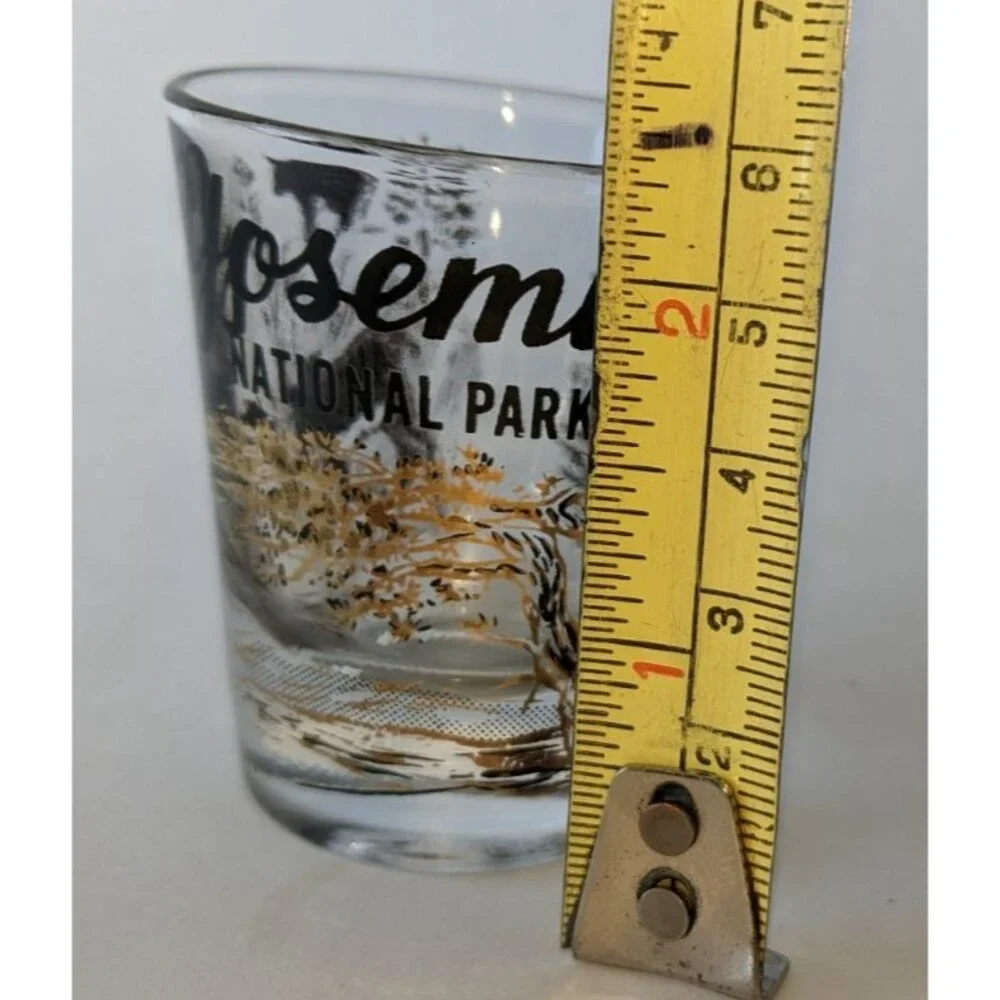 Yosemite National Park California Shot Glass Gold Black Wildlife Scene Souvenir